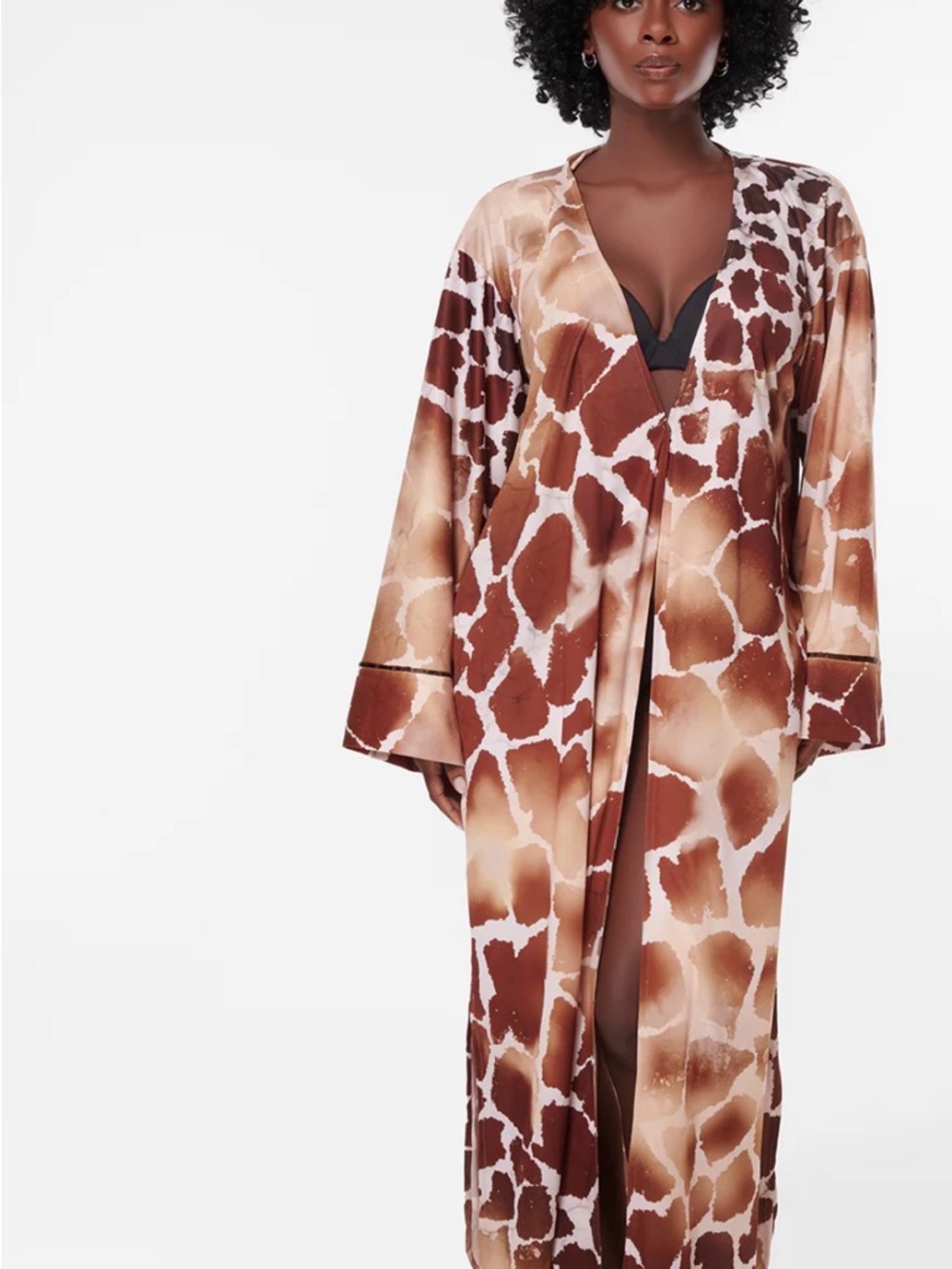 Long, flowy Giraffe-Print “Safari Lust Dressing Gown” by Pattern Village NYC